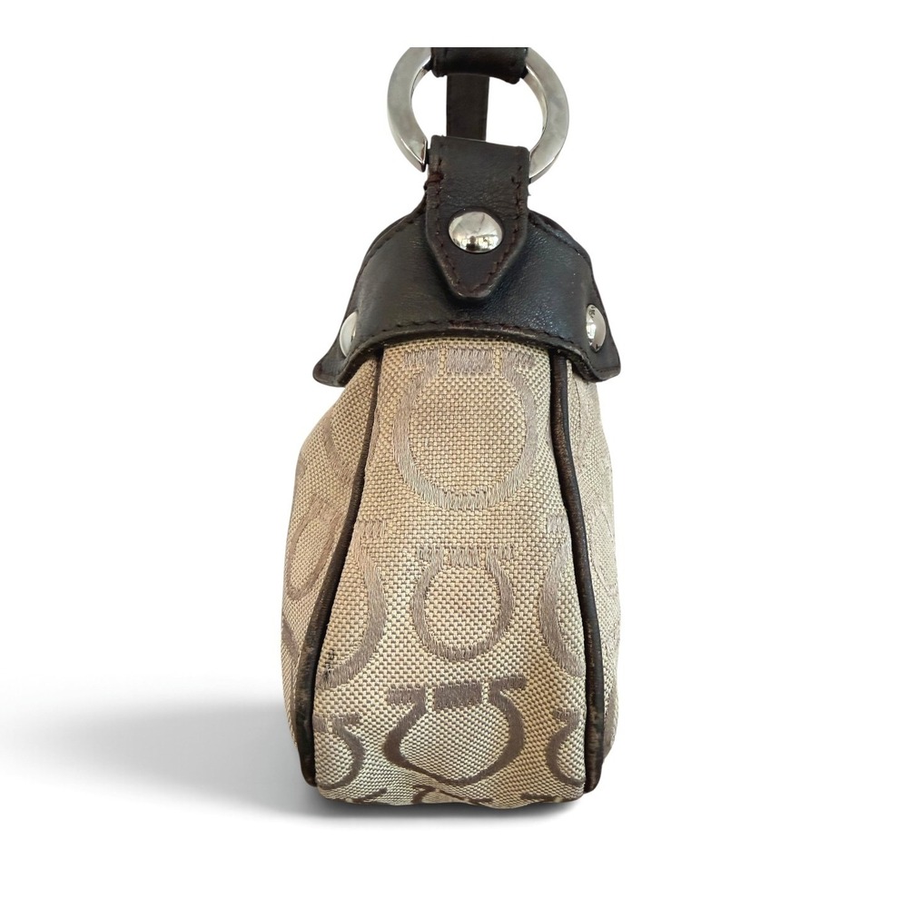Salvatore Ferragamo Vintage Gancini Jacquard Canvas Leather Y2K Shoulder Bag - Picture 4 of 13